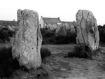Standing stones and cottages, Carnac